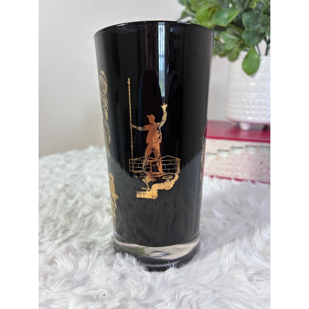 Vintage Culver Moss Worth Black Gold Oil Industry Surveyor Tumbler Highball